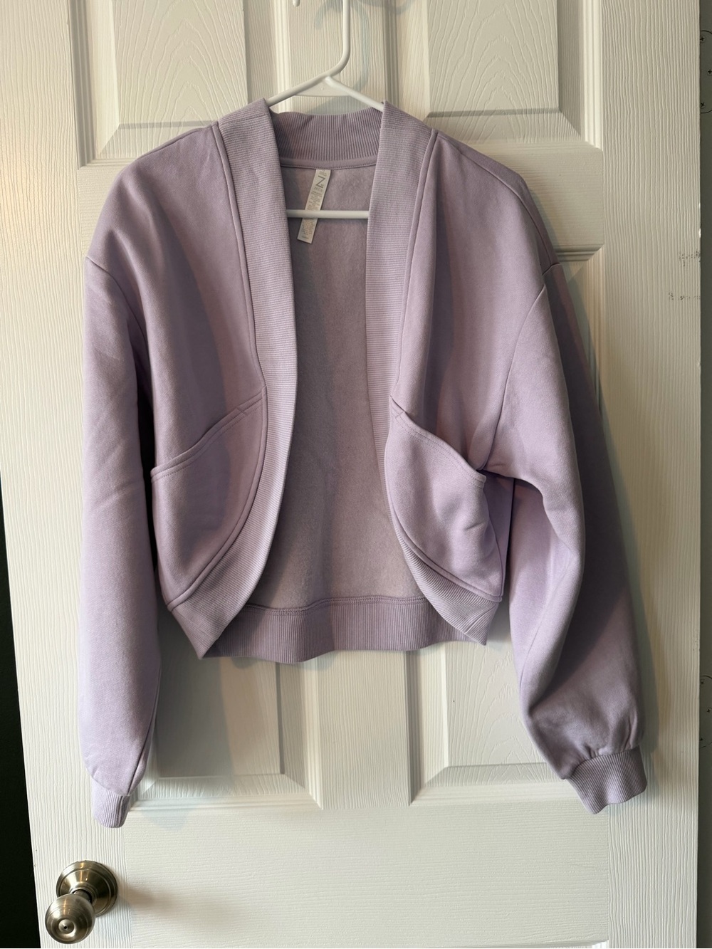 Zella Lilac Cropped Open Front Sweatshirt